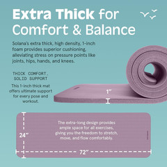 Solana 1″ Thick Non-Slip Yoga Mat with Strap for Home Workouts