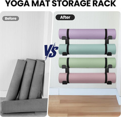 4 Tier Yoga Mat Holder Wall Mount & Yoga Mat Storage Rack,Heavy-Duty Steel Fabri
