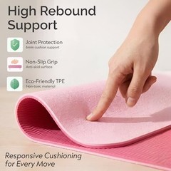 Nolava Yoga Mat with Bag – 72 x 24 inch, 1/4 inch Thick Non 3-Piece Set Pink