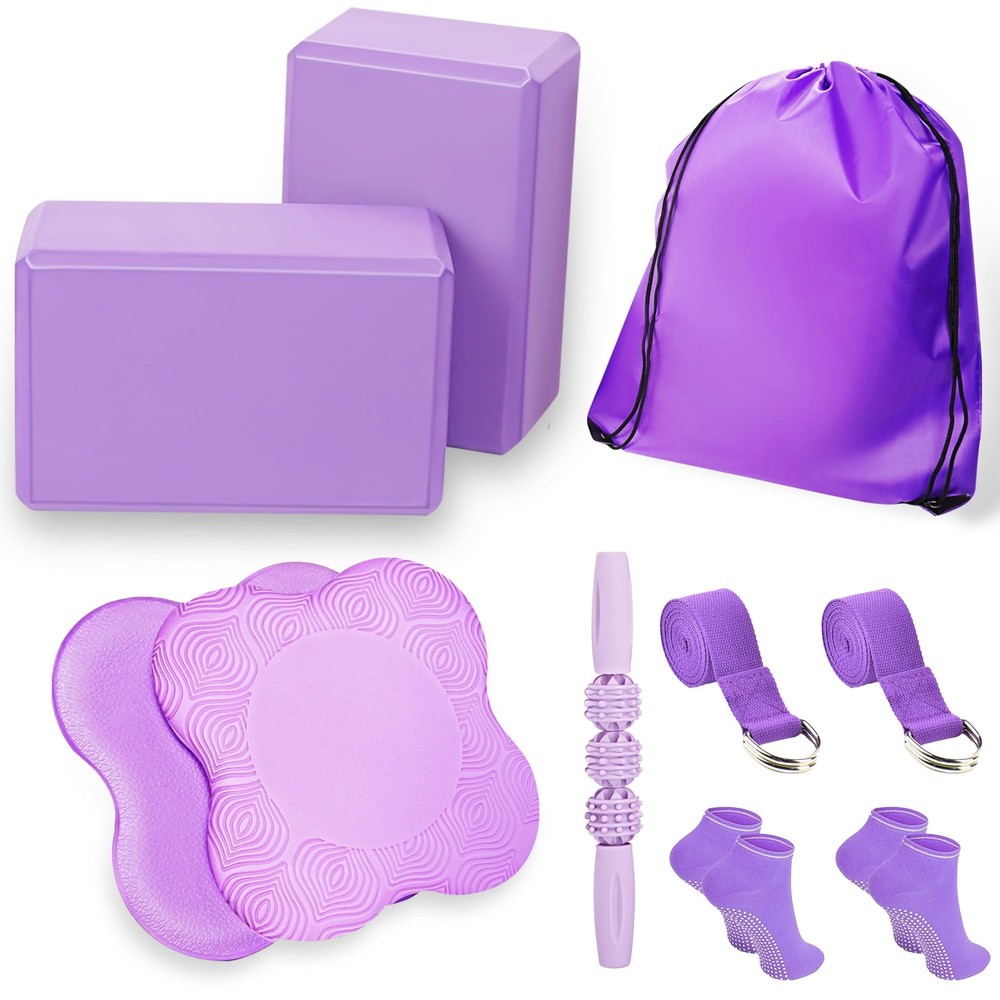 SAMTKA 2 Yoga Blocks Supportive Accessories including 2 Knee Pads, 2 With Str…