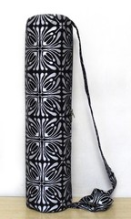 Black Floral Yoga Mat Carrier Bags Hippie Mandala Cotton Bag With Shoulder Strap