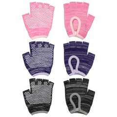 3Pairs Yoga Gloves, Non Slip Fingerless Pilates Gloves, Black Grey/Purple/Pink