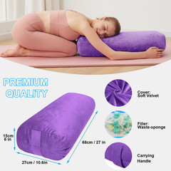 Yoga Bolster Pillow for Restorative & Yin Yoga – Meditation with Velvet Cover