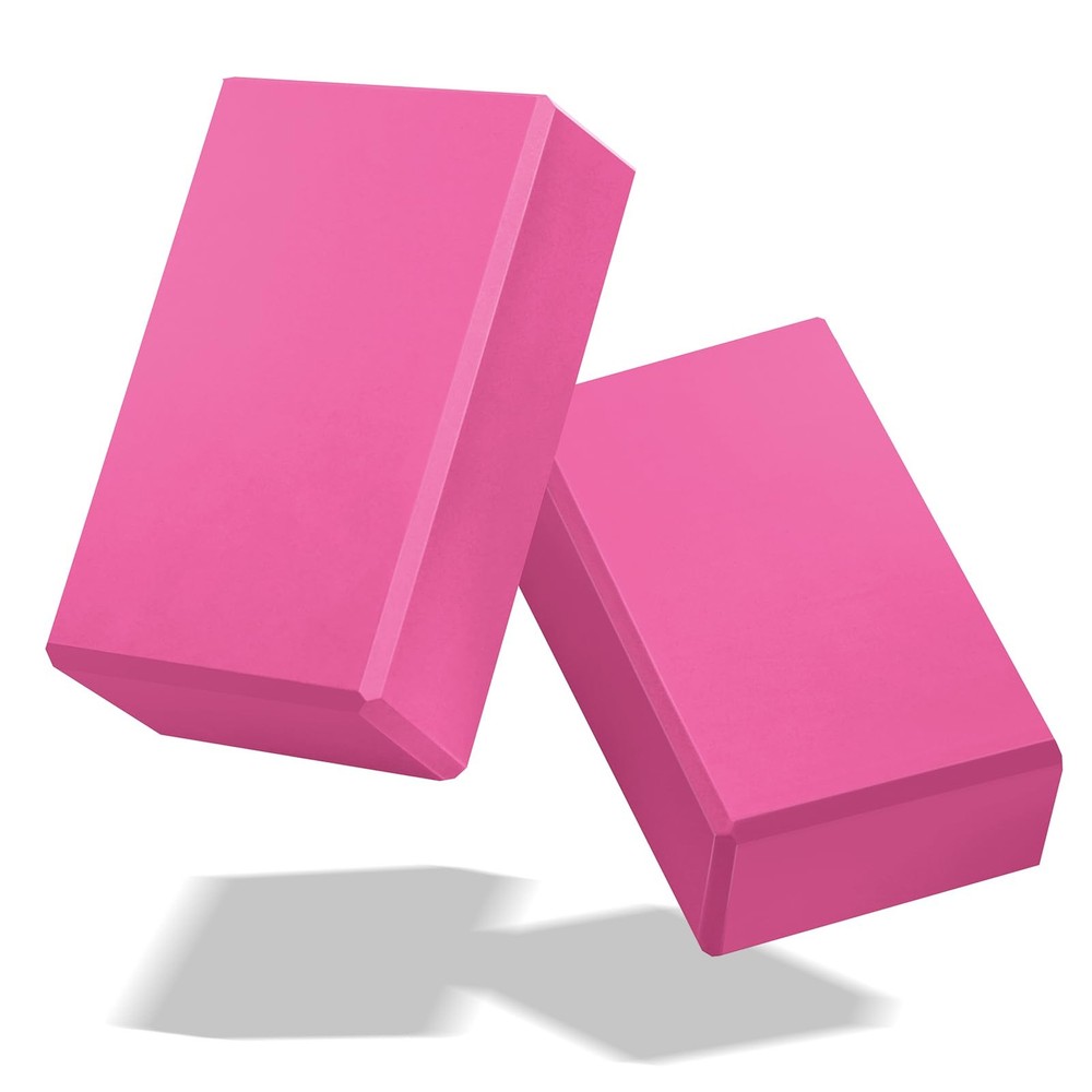 Yoga Blocks 2 Pack 3x6x9IN Foam Block Supportive Latex-with Stretch Band, Non…