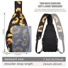 Crossbody Bags for Women Men Trendy Sling Bag Backpack Casual Medium Sunflower