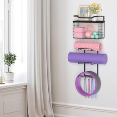 Yoga Mat Holder Black, Wall Mount Yoga Mat Storage Rack, Yoga Accessory Organ…