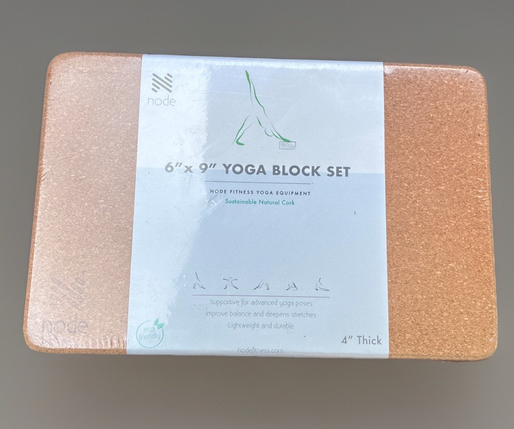 Node Fitness Yoga Equipment Cork Block Set 6” x 9” x 4” Natural Sustainable New