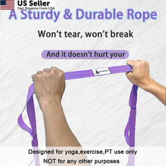 Stretching Strap Yoga with Loops, Stretch 75 inches x 1 inch, Purple