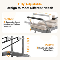 Sogespower Pilates Reformer Machine for Home Gym Workout, Foldable Pilates Equip