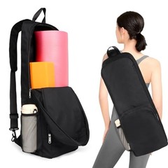 Yoga Mat Bag Carrier Side Mesh Zipper Pocket Exterior Wet Compartment Black