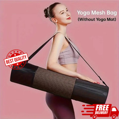 Breathable Yoga Mat Mesh Bag with Shoulder Strap Durable Oxford Fabric Black