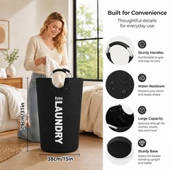 90L Laundry Basket with 8 Steel Rivets Reinforced Handles Waterproof 600D Oxf…