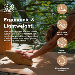 Cork Yoga Egg Block – Oval | 11 x 4 x 3″ | Unique Shape for Comfort Grip | Non-T