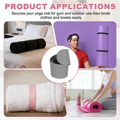 2Pcs Yoga Mat Strap Slap Band One Snap Yoga Mat Slap Band, Gray