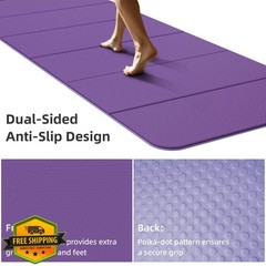 HAHE Extra Wide Folding Exercise Mat 75″x40″x0.4″ TPE Fitness Mat, High Densi…