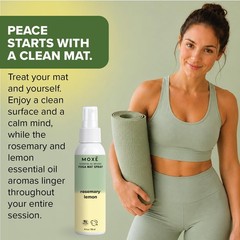 MOXE Yoga Mat Cleaner, Rosemary Lemon, 4 Ounces, Includes Microfiber Cleaning To
