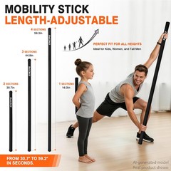 Adjustable Yoga Stick for Stretching & Balance, Upgraded Workout Pilates Equi…