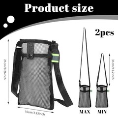 Mesh Water Bottle Holder with Strap and Pocket, 2 PCS Convenient Crossbody