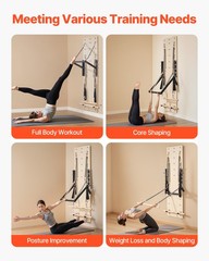 VEVOR Wall Mounted Pilates Reformer Machine Pilates Springboard Maple Wood Gym
