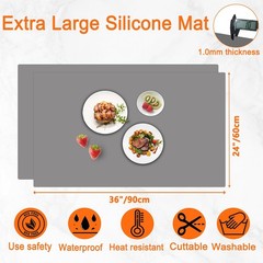 2 Pack Large Silicone Mats for Kitchen Counter, 36”x24”(90cmx60cm) Heat Res…