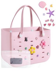 Beach Bag for Women, Water-resistant Rubber Tote Bag, Large A-baby Pink