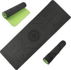 Non-Slip Yoga Mat W/ Alignment Marks – Lightweight Exercise Mat W/ Carry Strap