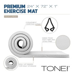 Tone Fitness Premium Extra Thick 1-Inch High Density 72″ X 24″ X 1″, Gray