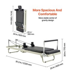 Foldable Pilates Reformer with Dual Spring & Cord Resistance, Up to 400 LBS
