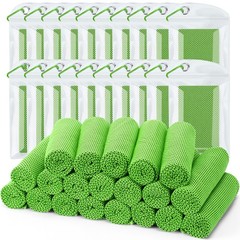 Biange Cooling Towel (Pack of 20, 40″x12″) with Pouches 40″ x 12″, 20green