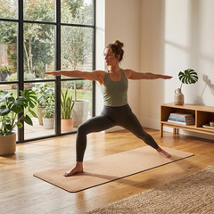 Cork Yoga Mat 6Mm Extra Thick Cushioning High Density Natural Rubber Exercise Pa