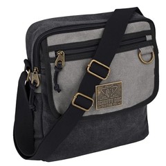 Crossbody Messenger Bag for Men and Women – Canvas Shoulder Bags Black/Grey