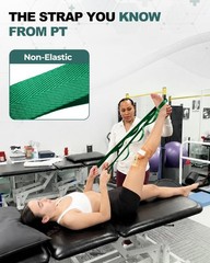 Non-Elastic Stretching Strap with Loops for Physical Therapy & Rehab, Knee Hi…