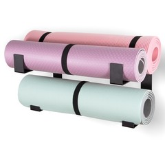 2 Tier Adjustable Width Yoga Mat Holder Protective Padding Wall Mount Steel