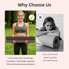 Extra Thick 7-Fold Yoga Mat 72″x24″, Non-Slip TPE, Portable for Home Gym
