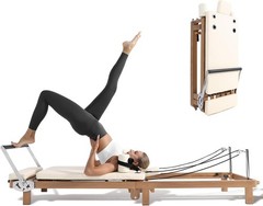 Foldable Pilates Reformer –90% Pre-Assembled Home Gym Women Men Workouts Bundle