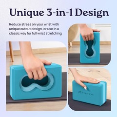 Deep-Zen® Yoga Blocks Wrist Support; 2 Pack with Knee Pads Blue