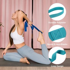 2 Pack 3.3ft Stretch Strap with Loops Cheerleading Stunt Yoga Strap, Blue