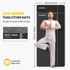 Extra Wide Non-Slip Yoga Mat for Men & Women – 72″/84″x32″x1/4″ TPE Fitness Mat