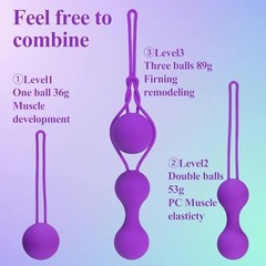 Kegel Ball 3 pcs Set for Women, Ben Wall Ball Massage Weight Exercise Purple