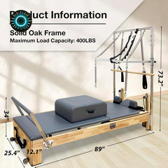 Pilates Reformer Wooden Pilates Reformer Machine with Springs Pilates Bed Streng