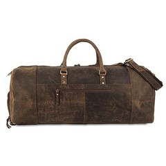 Leather Duffel Bag 28 inch Large Travel Bag Gym Distressed Tan Shoe Pocket