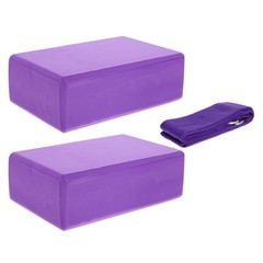 3Pcs Compact Eva Yoga Blocks and Durable Strap Set for Yoga Pilates Workouts