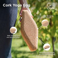 Cork Yoga Egg Block – Oval | 11 x 4 x 3″ | Unique Shape for Comfort Grip | No…