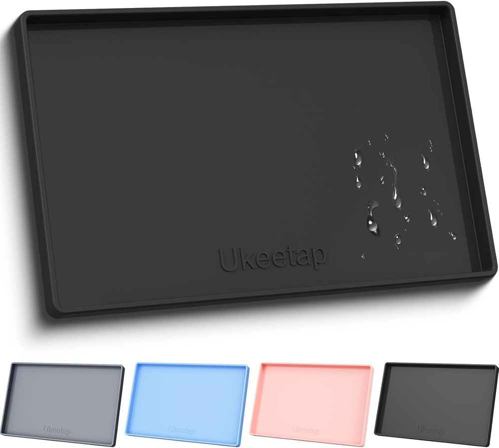 Extra Thick Silicone Mat Waterproof with Raised Edge 34″ X 22″, under Sink Mat f