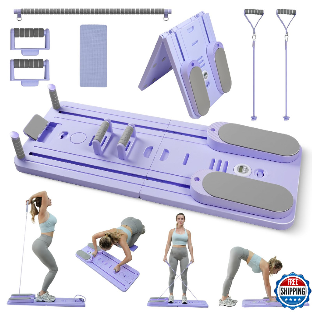 Ohkanki 6-in-1 Foldable Pilates Reformer Board Set for Home Workout – Ab Trainer