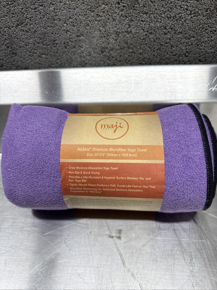 No Skid Premium Microfiber Purple MAJI SPORTS 24×72 Yoga Towel Skidless NWT