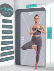Yoga Mat Double-Sided Non Slip 72” x 32” x 7mm Extra Wide & Thick Yoga Mat
