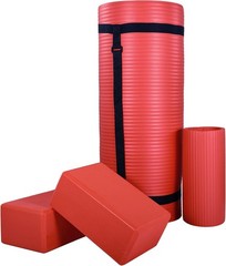 71×24 Inches Yoga Mat W/ Knee Pad & Optional Blocks – Extra 1-Inch Thick