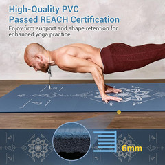 Travel Yoga Mat Foldable | 6Mm Thick Large Pilates Mat Print | Non-Slip High Den