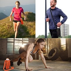 Water Bottle Holder Carrier with Adjustable Shoulder Strap – Beach Orange/Pink